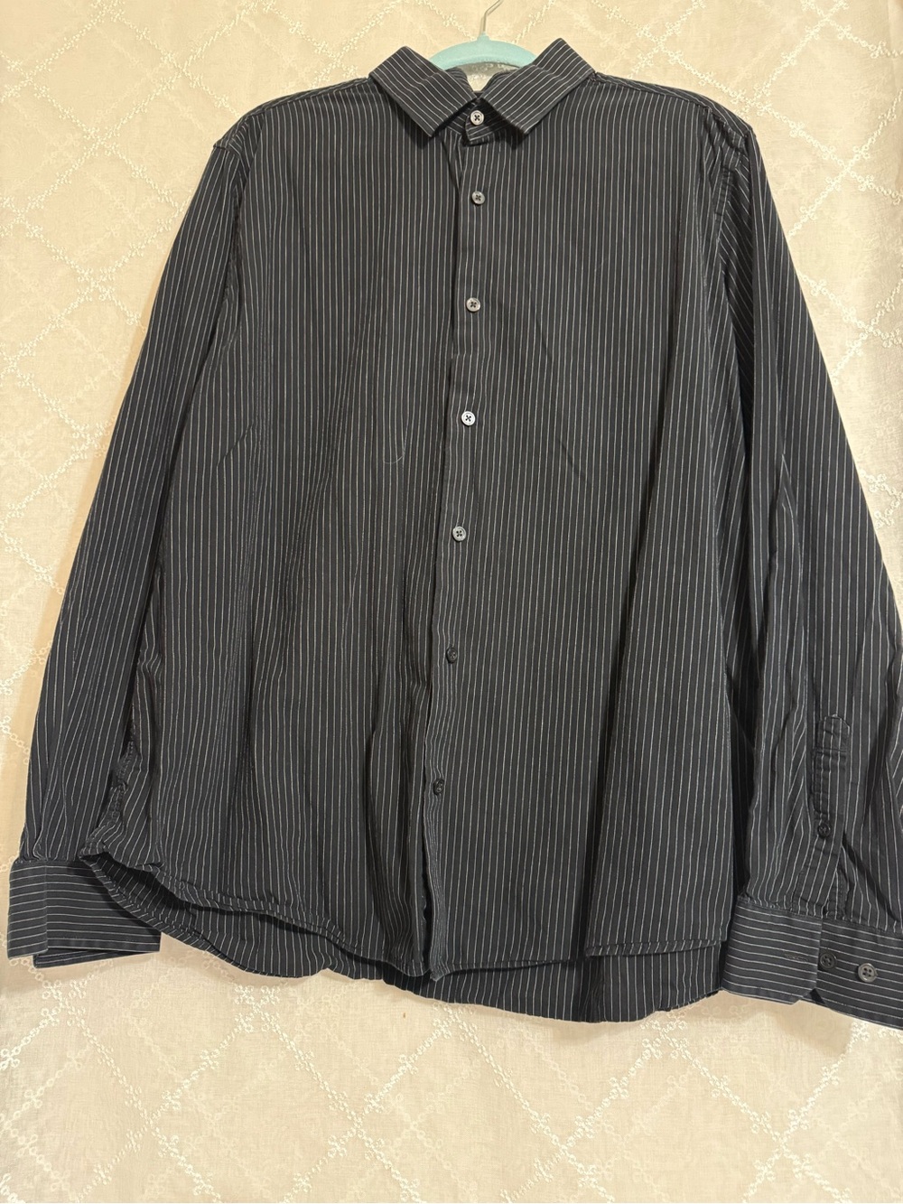 Express Men's Black Pinstripe Dress Shirt